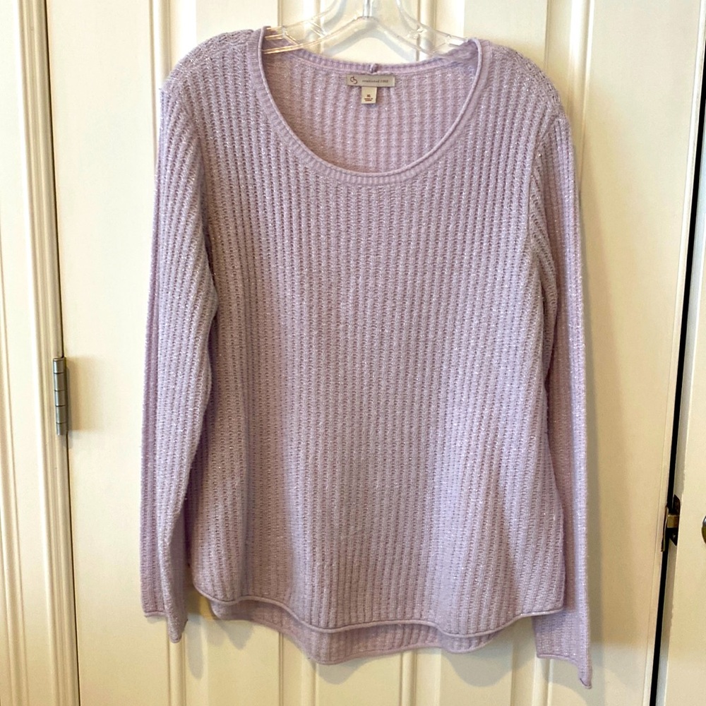 GUC - Dazzling Lilac crewneck sweater with silver thread sparkle woven within.